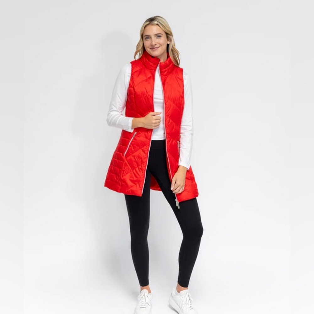 My Anorak The Long Vest Irides Nylon Down Sz S Red